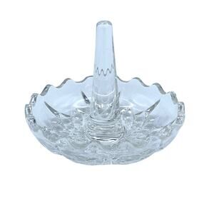 Vintage Lead Crystal Diamond Cut Ring Holder Dish